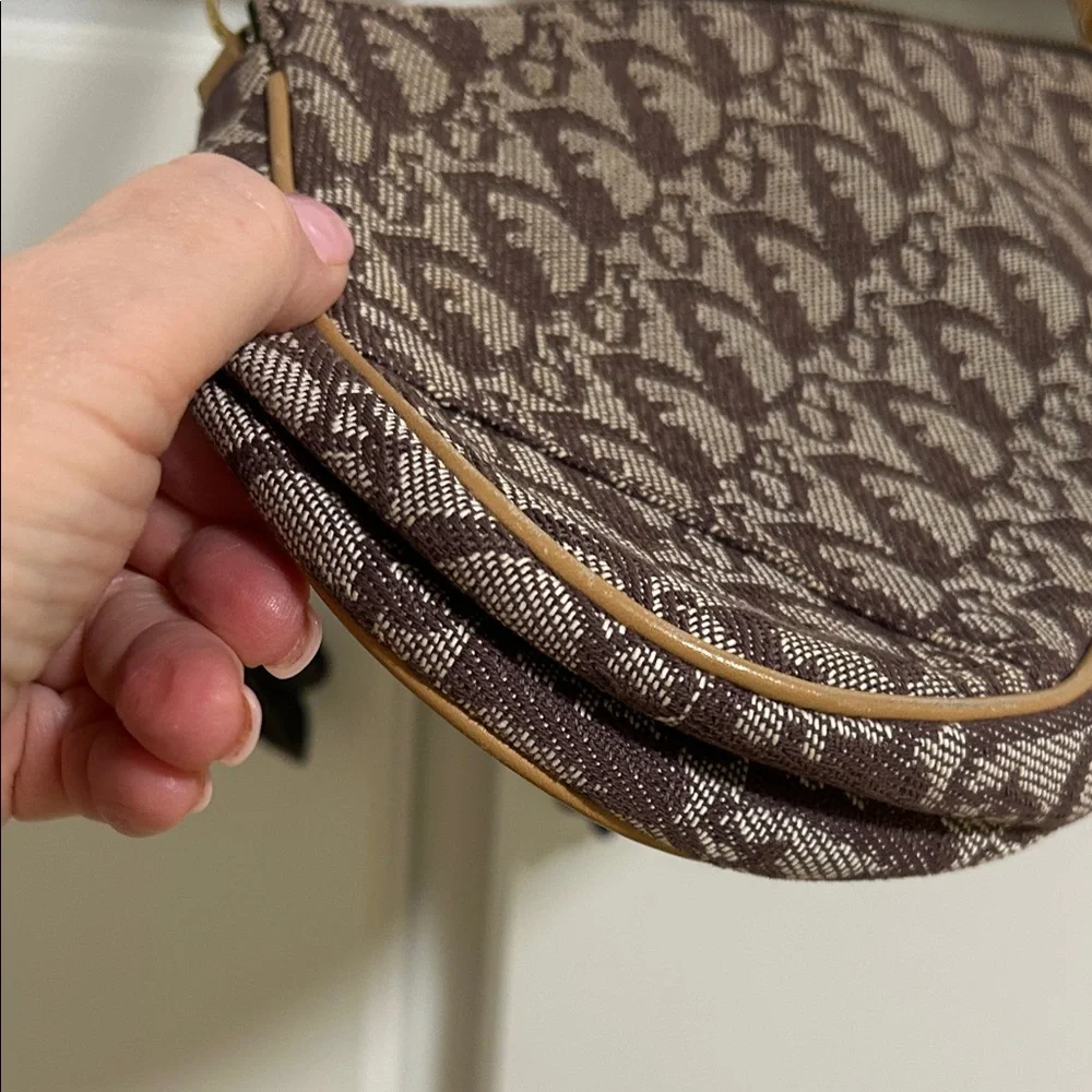 Vintage Like New Christian Dior Trotter Brown and Tan Saddle Bag